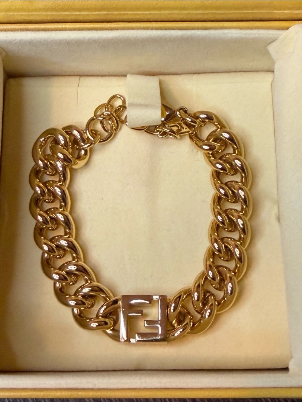 FENDI Forever Fendi Gold Tone Bracelet Adjustable 7-9” Length $600 Retail